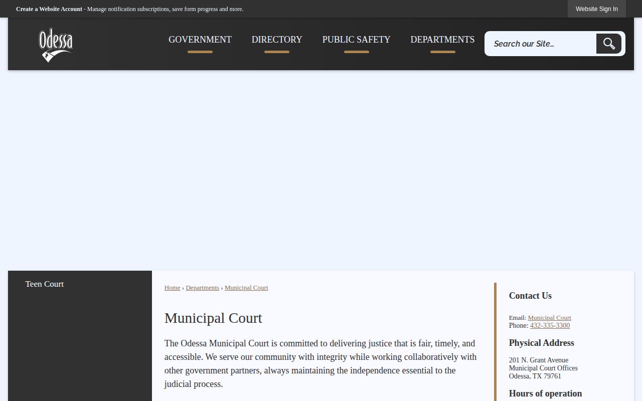 Ector County warrant information route through Odessa Municipal Court